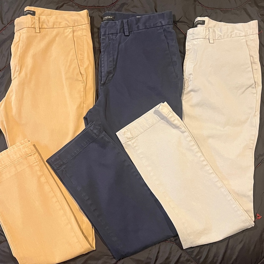 Banana Republic Khakis-Tan, Light Grey, Navy Blue
